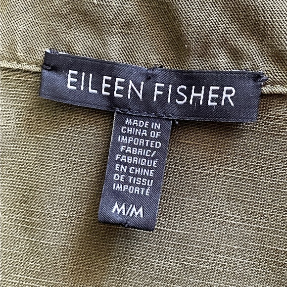 Eileen Fisher Linen Blend Cropped Lightweight Jacket Olive Green Size Medium - Picture 9 of 10